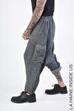 La Haine Inside Us Low Crotch Linen Dyed Cold Black Grey Trousers