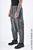 La Haine Inside Us Low Crotch Linen Dyed Cold Black Grey Trousers