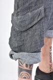 La Haine Inside Us Low Crotch Linen Dyed Cold Black Grey Trousers