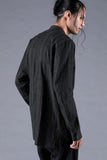 Dhygen Sumi Coated Random Strip Double Open Band Collar Shirt