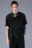 Dhygen Silk Cotton Washer Double Opan Band Collar Half Sleeve Shirt