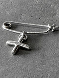 M.A+ Mini Safety Pin with Carved Cross