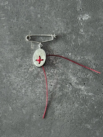 M.A+ Mini Safety Pin with Stitched Cross