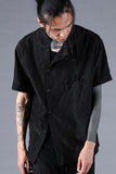 Dhygen Silk Cotton Washer Double Opan Band Collar Half Sleeve Shirt