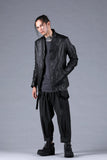 Dhygen Sumi Coated Random Stripe Tucked Wide Cropped Pants
