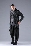 Dhygen Sumi Coated Random Stripe Tucked Wide Cropped Pants