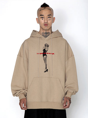 Ajo MM Slogan Oversized Hoodie [BEIGE]