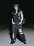 Ajo  Star Vegan Leather Puffer Vest [BLACK]
