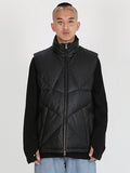 Ajo  Star Vegan Leather Puffer Vest [BLACK]