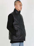 Ajo  Star Vegan Leather Puffer Vest [BLACK]