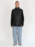Ajo  Star Vegan Leather Puffer Vest [BLACK]