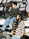 Ajo Stripe Mixed Knit Sweater [CAMEL]