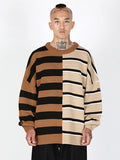 Ajo Stripe Mixed Knit Sweater [CAMEL]