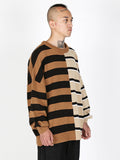 Ajo Stripe Mixed Knit Sweater [CAMEL]