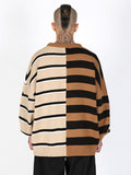Ajo Stripe Mixed Knit Sweater [CAMEL]