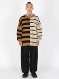Ajo Stripe Mixed Knit Sweater [CAMEL]