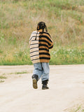 Ajo Stripe Mixed Knit Sweater [CAMEL]