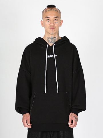 Ajo Crying Boy Cotton Knit Hoodie [BLACK]