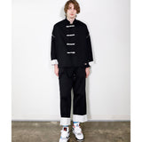 Facetasm Mandarin Button Zip Jacket Black
