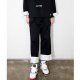 Facetasm Baggy Turn-up Pants Black