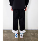 Facetasm Baggy Turn-up Pants Black