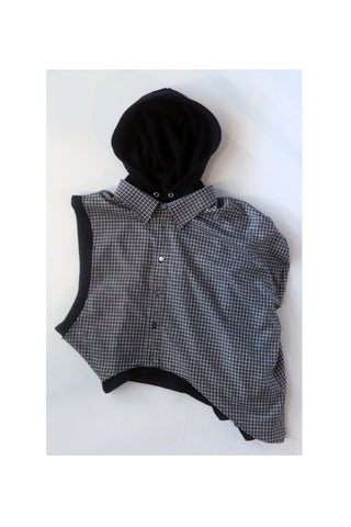 Facetasm Checked Hooded Asymmetric Top