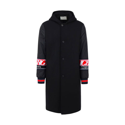 Iceberg Wool coat with nylon sleeves & contrast bands