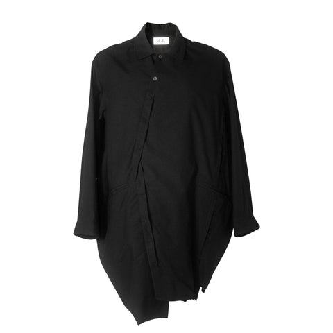 Ilmol Asymmetric Long Shirt Jacket Black
