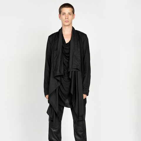 Julius Ruffled Asymmetric Shirt Black