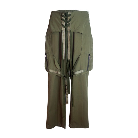 Komakino Green Elastic Layered Trousers