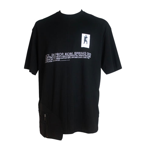 Komakino Black Loose T-shirt with Pocket