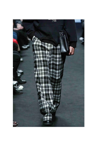 Munn White Tartan Check Wide Trouser