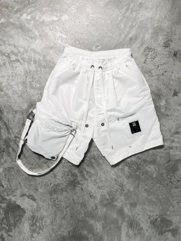 Nilos White Shorts with Detachable Sling Bag