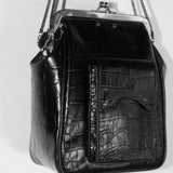 Seokwoon Yoon Black Croc Mini Square Pocket Bag