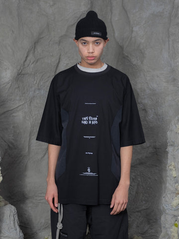 TBN Black Mixed Materials Oversized Tee