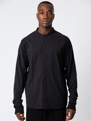 Thom Krom Collarless Ribbed-detail Shirt