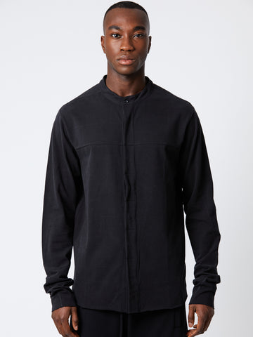 Thom Krom Contrast Stitch Collarless Shirt