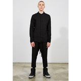 Thom Krom Raw Cut Hem Stand Up Collar Shirt