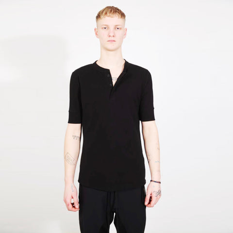Thom Krom open Neck Back Stitch T-shirt Black
