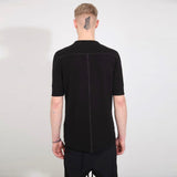 Thom Krom open Neck Back Stitch T-shirt Black