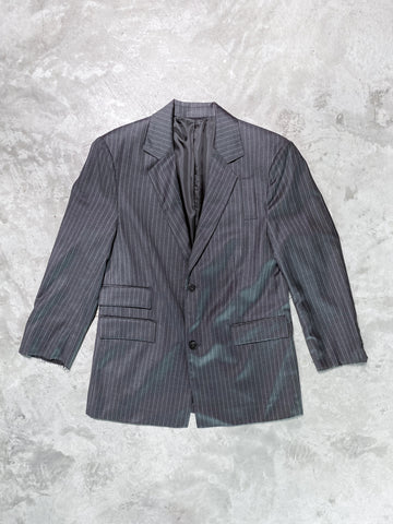Unnorm Raw Edge Stripe Wool Blazer