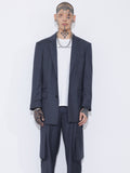 Unnorm Raw Edge Stripe Wool Blazer