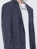 Unnorm Raw Edge Stripe Wool Blazer