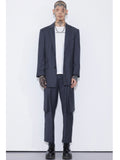 Unnorm Raw Edge Stripe Wool Blazer