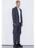 Unnorm Raw Edge Stripe Wool Blazer