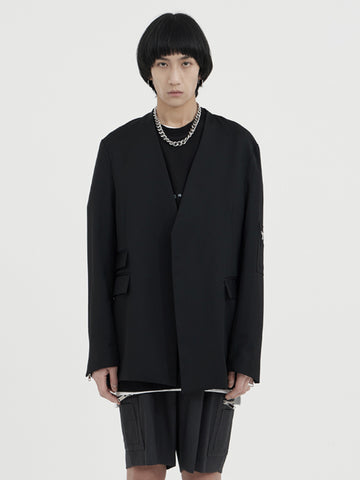 Unnorm No Collar Cargo Blazer