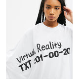 ZNY Virtual Reality Asymmetric Oversized T-shirt White